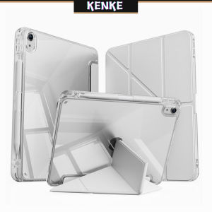 KENKE ipad Case Transparent case With pencil slot for ipad 2024 pro 11 inch pro 13 inch air 6th gen 11 inch（2020/2021/2022）ipad air 4 air 5th gen ipad 10 gen mini 6 ipad 9th 8th 7th pro 12.9 case Y-fold Smart Case sleep wake-up function anti-fall