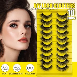 MAKERVY 10Pairs 3D Dramatic False Eyelashes Soft Fluffy Thick Volume Faux Cils  HandMade Half Lashes Eye Makeup Tools