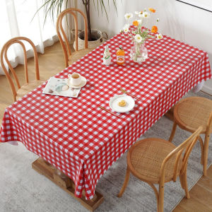 PVC Checkered Tablecloth Waterproof Oilproof Stain Resistant Plaid Dining Table Cover Rectangular
