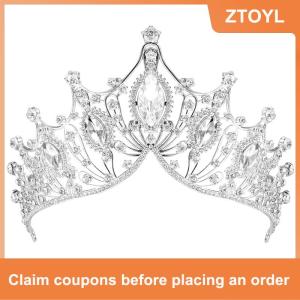 【ZTOYL】 Tinh Tế Rực Rỡ Baroque Đám Cưới Headband Pha Lê Cô Dâu Vương Mão Tiaras Tóc Trang Sức Phụ Kiện Phụ Nữ Rhinestone Mũ Nón