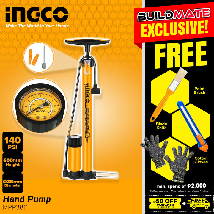 INGCO Tire Hand Pump Air Inflator 140PSI MPP3811 - BUILDMATE - HT2 ...
