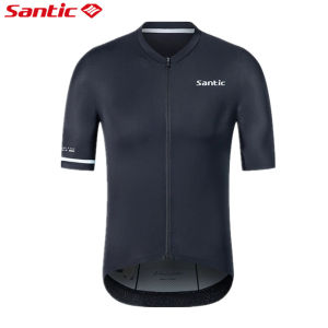 Santic Men Cycling Jersey UV Protection UPF50+ Breathable Reflective Short Sleeve Bicycle Bike Tops