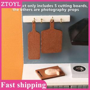 ZTOYL💝 5Pcs set 1:12 Dollhouse Miniature Chopping Board Simulation Cutting Board Bread Dessert Board Model Kitchen Decor Toy Doll House Accessories