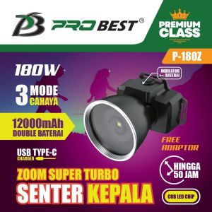 PROBEST Senter Kepala Zoom 100w PROBEST P 100Z Tahan Air Digunakan Hingga 30JAM - ShennyStore