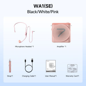 7RYMS WA1 Mini Portable Voice Amplifier with 2.4G Wireless Microphone Headset Support Bluetooth and AUX Teaching Mic with Noise Reduction for Teachers Megaphone Booster for GuidePartyLectureTraining