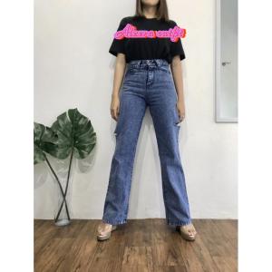 ALZ~SHANA HIGHT WAIST KULOT JEANS SOBEK SNOWBLUE