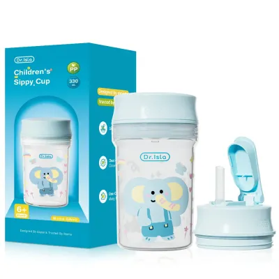 Dr.isla GW40 Cawan Sippy Kanak-kanak Penutup Berganda Kapasiti Berganda Sesuai untuk Semua Peringkat Umur Belajar Menghirup Bahan PP Gred Makanan Reka Bentuk Perkembangan untuk Peralihan yang Lancar