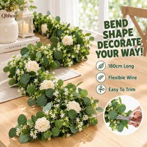 Artificial Eucalyptus Garland Vine Green Leaf Bendable Hanging Decor Wedding Party Home Indoor Wall Ornament