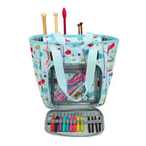 KOKNIT Knitting Tote Bag Yarn Storage Bag for Knitting Needles Crochet Hooks and Sewing Accessories DIY Sewing Kit Bag For Mom2026