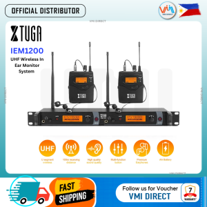 XTUGA IEM1200 UHF Wireless In Ear Monitor System SR2050 Type 2 Channel Transmitter With 4 Bodypack Receiver Use for Stage Studio UHF Technology Wireless earphone Transmitter and Receiver Wireless earphone receiver 16 Audio channel -VMI DIRECT