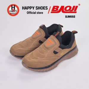 [🥇บาโอแท้100%🔢ไซส์41-45🆓ฟรี...ถุงเท้า 1 คู่] BAOJI รุ่น BJM668 รองเท้าหนังกลับชาย สลิปออน(SLIP-ON) รองเท้าหนังหุ้มส้น หล่อเท่ นุ่มเบา สบายเท้า