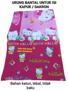 Urung sarung bantal hello kitty resleting obras buat isian kapuk kain katun tebal halus