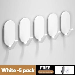 5pcs Wall-Mounted Adhesive Hooks Can Be Used For Cabinet Refrigerator Towel Bath Ball Brush Hooks