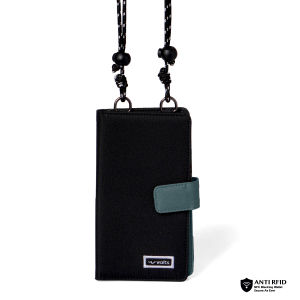 Wallts New Delmont Black Charcoal - Dompet Handphone Kanvas Anti Air Wanita