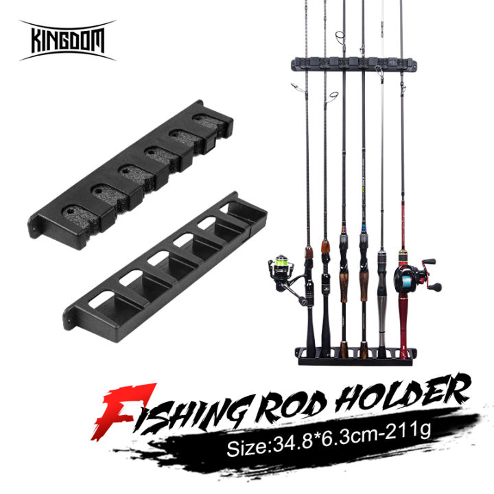 Kingdom Vertical Fishing Rod Holder – Wall Mounted Fishing Rod Rack, Store  6 Rods or Fishing Rod Combos in 18 Inches, Great Fishing Pole Holder and  Rack