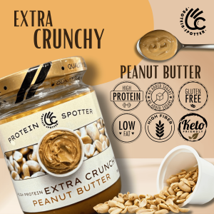 Protein-Spotter Extra Crunchy Peanut Butter/Nut Butter 210g High Protein Low Fat No sugar No salt No preservative No cholesterol 100%peanuts High Fibre Low calories Keto friendly Vegan friendly Diabetic friendly