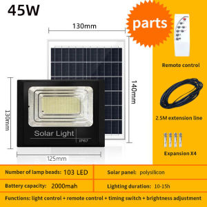 Lampu Taman Tenaga Surya High Quality IP67 Tahan Air 45W Lampu Tenaga Surya Otomatis Outdoor High Brightness With Remote Control Apply To Garden Courtyard Lampu Solar Cell