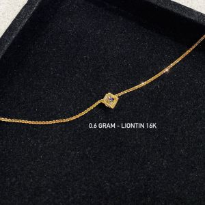 Liontin saja emas asli kadar 70 16k kubus dancing solitaire kotak permata mainan kalung