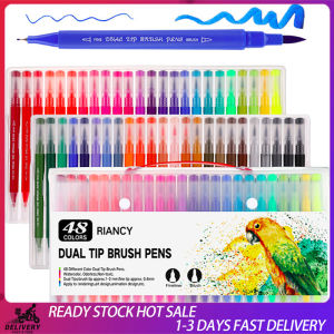 24/36/48PCS Colorful Pens Dual Tip Brush Marker Pen Watercolor Fine Liner Art Markers For Coloring Drawing Painting Calligraphypen