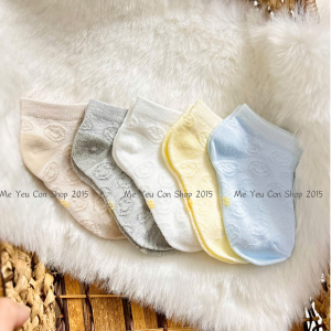 [Set 5 Đôi] Tất Vớ Lưới Cổ Thấp Màu Trơn Mềm Mịn Thoáng Khí Cho Bé Sơ Sinh Đến Dưới 1 Tuổi