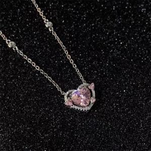 [COD] Big House จี้สร้อยคอคริสตัลเพทายรูปหัวใจสีชมพู Y2K สำหรับสุภาพสตรีแฟชั่นสร้อยคอที่สง่างามของขวัญเครื่องประดับสำหรับผู้หญิง