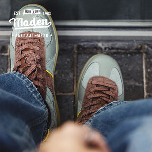 MADEN รองเท้าออกกำลังกายผู้ชายสไตล์2024วัยรุ่นรองเท้าลำลองสีเขียวเทอร์ควอยซ์รองเท้ารองเท้าเล่นกีฬาผู้ชายใส่เล่นกีฬาและอินเทรนด์รองเท้ากระดานคริสตัลย้อนยุคอเนกประสงค์