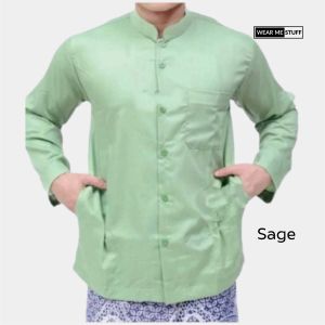 Baju Koko Pria Dewasa Lengan Panjang Bahan Adem Toyobo Polos Saku Samping Baju Seragam Majelis