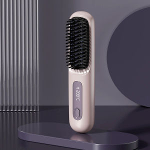【SG】Portable Mini LCD Hair Straightener Brush Cordless Hair Straightening Comb with Negative-lons Ceramic Heating Fast Rechargeable