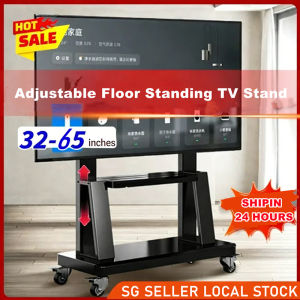 Heavy Duty Mobile Floor TV Stand with Bracket Mount Height Adjustable for 32-65 inch