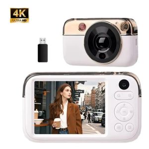 Retro Digital Camera 4k Video Recorder LED Fill Light CCD 180 ° 16X Digital Zoom Portable Photography Flip Screen Selfie Camera