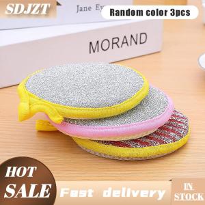 SDJZT 3 10 miếng bọt biển rửa bát đĩa hai mặt bàn chải rửa bát đĩa dụng cụ nhà bếp tái sử dụng làm sạch gia dụng