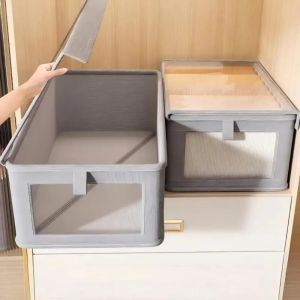 ATNV Stackable Clothes Storage Box Foldable Zipper Drawer-Type Organizer Moisture-Proof Household Storage Organizer Home Supplies