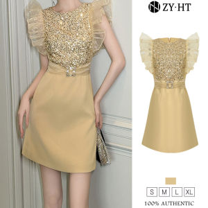 ZYHT EraVogue Womens Dresses Yellow Dresses Sleeveless Dresses Sequin Dresses Work Dresses Hiso Dresses Vintage Dresses Work Dresses Party Dresses Evening Dresses 50989