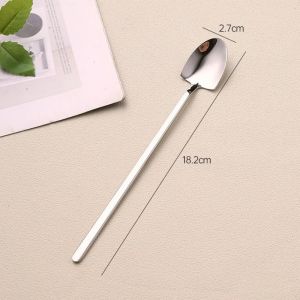 FLYING 304 Stainless Steel Spade Spoon Durable Long Handle Coffee Stirring Spoon Creative Portable Net Red Dessert Spoon Watermelon Spoon
