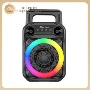 Compact Wireless Bluetooth Speaker with RGB Lights and Microphone for Karaoke and Outdoor Activities