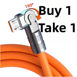 【Buy 1 Take 1】1.5M 1M 120W 6A Rotate Super Fast Charging Usb Cable Zinc alloy Liquid Silicone USB Micro Type-C