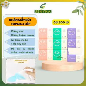 Khăn giấy ăn dạng rút 300 tờ 4 lớp đa năng thấm hút tốt mềm mịn gọn nhẹ tiện lợi an toàn