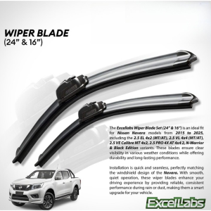 Toyota Innova 2005 to 2015 EXCELLABS Banana Wiper Blade Front (24/16) or Front & Rear (24/16 /12)