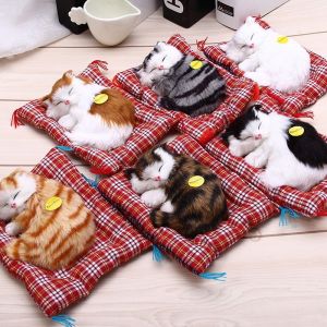 Cutora 1 PC Simulation Animal Doll Plush Sleeping Cats Toy with Sound Kids Gift Stuffed