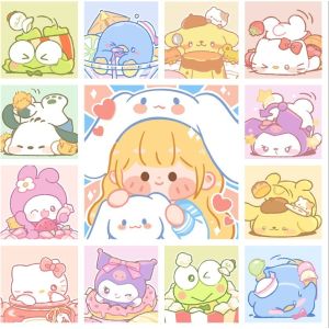 20*20 cartoon char Framed Digital Painting Pagpipinta DIY Canvas Acrylic Paint Painting kit Deco