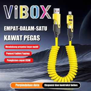 PD-41 Kabel Data Vibox Spring 4in1 Spiral 6A Fast Quick Charging Kabel Data Multiple Charging 65W BY.COBOX