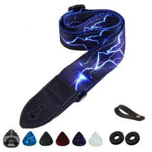 Có thể điều chỉnh dây đeo bằng nhựa biểu diễn sân khấu Dây Đeo Guitar với đầu dây bằng da cho Ukulele bass với Pick Pocket