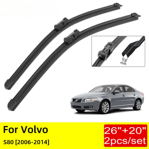 Car Wipers For Volvo S80 2006 2007 2008 2009 2010 2011 2012 2013 2014 Front Windshield Windscreen Wiper Blades 26"+ 20" Window Brushes Cutter Accessories Rubber