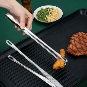 Polocat 1pc Stainless Steel Food Tongs Non-slip Long Handle Barbecue Meat Tongs Kitchen Cooking Tools