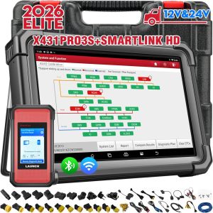 LAUNCH X431 PRO3S+Smartlink HD Heavy Duty Truck Scanner2026 Top Diesel&Gasoline Bidirectional Diagnostic Scan Tool with J2534 CodingTopology Map60+ServiceECU CodingCANFD &DOIPFree Update