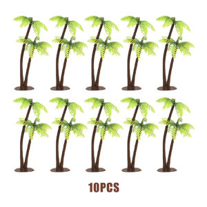 5/10pcs Mini Coconut Palm Model Trees Plastic Artificial Rainforest Diorama Building Railway Micro Landscape Realistic Coconut Tree Model for Diorama Desktop Scenes and Sandplay Building Perfect for Animal and Dinosaur Figurines