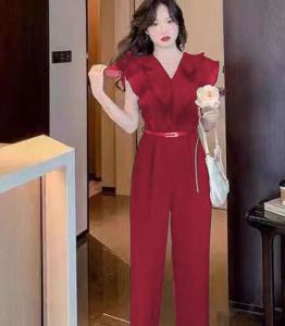 931 SS FASHION Women Plain Jumpsuit With Belt Can Fit (M L)