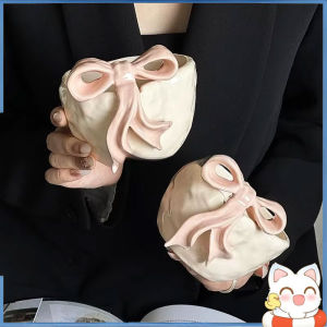 Exquisite 3D Bow Ceramic Bowl Ceramic Pink Yogurt Bowl,Breakfast Bowl Korean Tableware Plate Coffee Cup Fruit Salad Bowl Plate