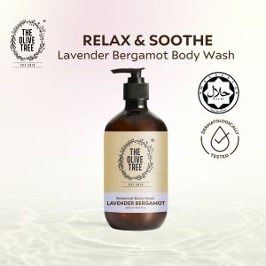 The Olive Tree Lavender Bergamot Body Wash 500ml for Dry Sensitive Skin Natural Shower Gel