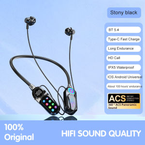 Kebidumei Wireless Neckband Bluetooth Earphones With HD LED display screen HiFi Music Sports Gaming Headset Ma-gnetic Hanging Neck Headphone